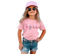 Big Sister Shirt Baby Anuncio para Niñas Camiseta con Bordado Big Sis Niño Promocionado A Gran Hermana Camiseta Verano Manga Corta Camisetas Lindas Bordadas Algodón Top, Rosa., 4-5 Años