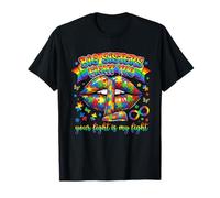 Big Sisters Fight Too Autism Concientización Puzzle Labios Camiseta