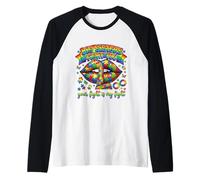 Big Sisters Fight Too Autism Concientización Puzzle Labios Camiseta Manga Raglan