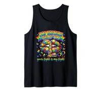 Big Sisters Fight Too Autism Concientización Puzzle Labios Camiseta sin Mangas