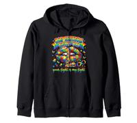 Big Sisters Fight Too Autism Concientización Puzzle Labios Sudadera con Capucha