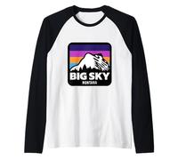 Big Sky Montana Esquí Snowboard Esquí Familiar Camiseta Manga Raglan