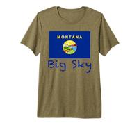 Big Sky Montana - Recuerdo de Bandera del Estado de Estados Unidos Camiseta Premium