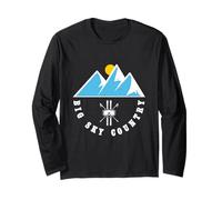 Big Sky País Montana Esquí Retro Geométrico Montaña Manga Larga
