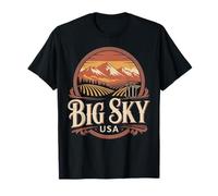 Big Sky Region Retro Mountain Wine Homenaje Camiseta