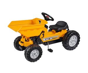 BIG spielwarenfabtik Big-Jim Dumper Juguete, Asiento Posiciones, Material plástico Resistente a la Intemperie, Volante con radios con bocina Ajustable, para niños a Partir de 3 años, Naranja, Negro