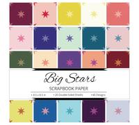 Big Stars Scrapbook Paper: 40 Colorful Designs, Suitable for Art & Craft, Journaling