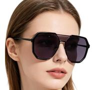 Big Sunglasses for Women Vinage - Square Frame Double Bridge Eyewear Trendy