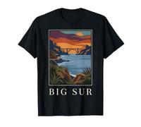 Big Sur California - Acantilados costeros, diseño Retro Camiseta