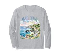 Big Sur California Acuarela Vintage Manga Larga