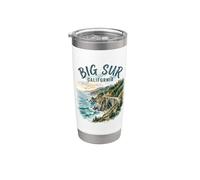 Big Sur California Acuarela Vintage Vaso térmico de acero inoxidable de doble pared