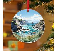 Big Sur California - Adornos colgantes para colgar bosques, montañas, obras de arte rústicas, recuerdos, discos acrílicos transparentes, acuarela, viajes, póster artístico, decoración de árbol de