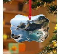 Big Sur California Adornos de Navidad de paisaje de montaña, divertidos recuerdos, discos acrílicos transparentes, bosque, montañas, pintura, obras de arte, bolas de Navidad para decoración de árbol