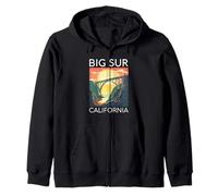 Big Sur California Beach Costa Central Retro Bosque Camping Sudadera con Capucha