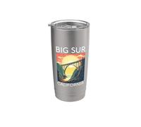 Big Sur California Beach Costa Central Retro Bosque Camping Vaso térmico de acero inoxidable de doble pared