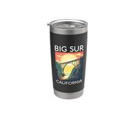 Big Sur California Beach Costa Central Retro Bosque Camping Vaso térmico de acero inoxidable de doble pared