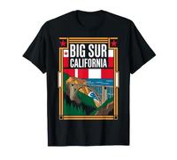 Big Sur California Flag Bixby Bridge Arte de Viaje Camiseta
