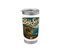 Big Sur California Vintage Costa del Pacífico Viaje Big Sur Vaso térmico de acero inoxidable de doble pared