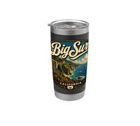 Big Sur California Vintage Costa del Pacífico Viaje Big Sur Vaso térmico de acero inoxidable de doble pared