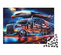 Big Truck Jigsaw Puzzles for Adults Eagle on American Flag Truck Educational Games for The Whole Family Women 38x26cm 1000pcs