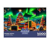 Big Truck Puzzles Imposible,desafío for Adults Truck in Aurora Scene with Christmas Trees Entretenimiento Creativo 1000 Piezas Obra De Arte De Juego De Para Adultos Y Niños Mayores De 12 Años 38x26cm/