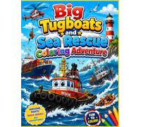 Big Tugboats and Sea Rescue Coloring Adventure: Exciting Ocean Rescue Missions and Powerful Working Boats Coloring Fun for Kids