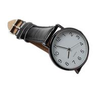 Big Watches - Reloj de pulsera de cuarzo de cuero de moda para hombre, negro, talla única