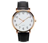 Big Watches - Reloj de pulsera de cuarzo de cuero de moda para hombre, oro rosa, talla única