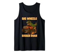 Big Wheel Bigger Roar Dino Fan Design Monster Truck Racing Camiseta sin Mangas