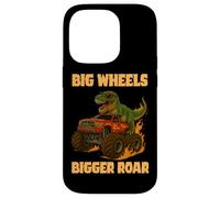 Big Wheel Bigger Roar Dino Fan Design Monster Truck Racing Carcasa para iPhone 14 Pro