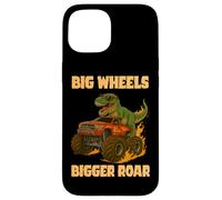 Big Wheel Bigger Roar Dino Fan Design Monster Truck Racing Carcasa para iPhone 15