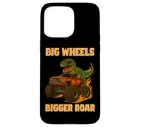 Big Wheel Bigger Roar Dino Fan Design Monster Truck Racing Carcasa para iPhone 15 Pro MAX