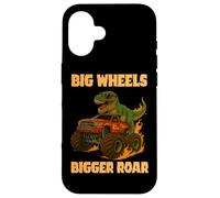 Big Wheel Bigger Roar Dino Fan Design Monster Truck Racing Carcasa para iPhone 16