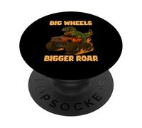 Big Wheel Bigger Roar Dino Fan Design Monster Truck Racing PopSockets PopGrip Adhesivo