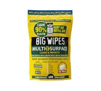 Big Wipes Bolsa de recambio de toallitas industriales multisuperficie, 80 toallitas. Utiliza un 90% menos de plástico, toallitas profesionales biodegradables, 4 disolventes de base biológica,