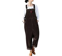 Bigassets Mujer Invierno Otoño Mono de pana vintage Monos sin mangas Peto Style 1 Coffee