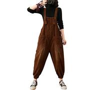 Bigassets Mujer Peto de Pana Casual Monos Holgados con Bolsillos Coffee XL