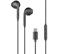 BigBen Auriculares USB-C ligeros y compactos con micrófono y 3 botones, Negro