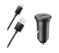 BigBen Connected Chargeur Voiture 2.4A IC Smart + Câble USB A/Lightning Noir - 100% Plastique recy igben Marca