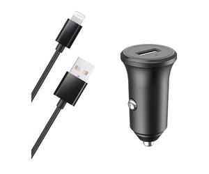 BigBen Connected Chargeur Voiture 2.4A IC Smart + Câble USB A/Lightning Noir - 100% Plastique recy igben Marca