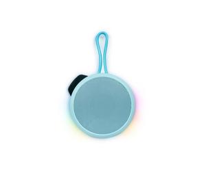 BIGBEN Fiesta - Altavoz Bluetooth redondo con correa y efectos de luz - 15W - Azul Pastel