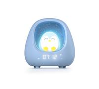 BIGBEN Kids NESTKIDSPENGUIN - Despertador Infantil con luz guía quitamiedos Intensidad Regulable, Tacto Suave, 3 melodías, 3 Ruidos Blancos (Azul)