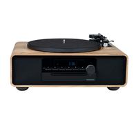 BigBen Microsistema Bluetooth FM CD/MP3 de madera de 60W con tocadiscos, Beige