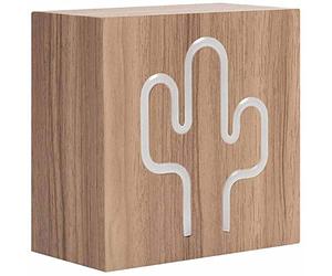 Bigben Sound CBLNEONCACTS - Altavoz (Bluetooth, LED neón verde, figura luminosa LED con forma de cactus) madera