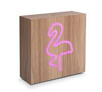 Bigben Sound CBLNEONINDUFLAML - Altavoz (Bluetooth, cargador de inducción, figura luminosa LED con forma de flamenco) madera