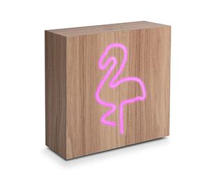 Bigben Sound CBLNEONINDUFLAML - Altavoz (Bluetooth, cargador de inducción, figura luminosa LED con forma de flamenco) madera