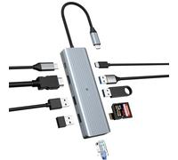 BIGBIG WON 10 en 1 USB C Hub with 4K HDMI for Chromebook, USB C Adapter Docking Station with LAN RJ45, USB C 3.0, 100W PD, 2 USB A 3.0, 2 USB 2.0, SD/TF for Laptop/Air/Windows Surface Pro 7