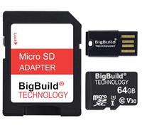 BigBuild Technology 64GB Ultra Fast 100MB/s U3 Micro SDXC Tarjeta de Memoria para Akaso Brave 6, Brave 6 Plus Cámara de acción