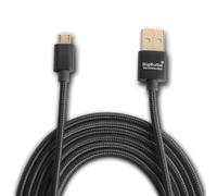 BigBuild Technology Cable USB Chapado en Oro NEGRO de 2 Metros para TomTom Rider 40/400, 420/450, 50/500/550, TomTom Pro 7100/8375, 9100/Truck 5250 Sat Nav