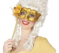 BigBuy Carnival Antifaz Dorado con Mango